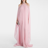 2025春夏秋新款 连衣裙礼服女V宽松飘逸气质优雅名媛长裙披肩