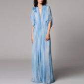 桑蚕丝大摆连衣裙飘逸仙气天蓝色优雅名媛时尚 春夏新品 长款 高级感