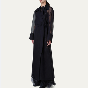 高定新品夏秋独立设计女士桑蚕丝真丝外套风衣女装大衣防晒轻薄