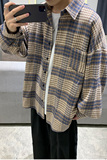 衬衫男秋装夹克韩版帅气港风衬衣宽松休闲毛呢外套DX32P55严控78，男装夹克，电商B413-1