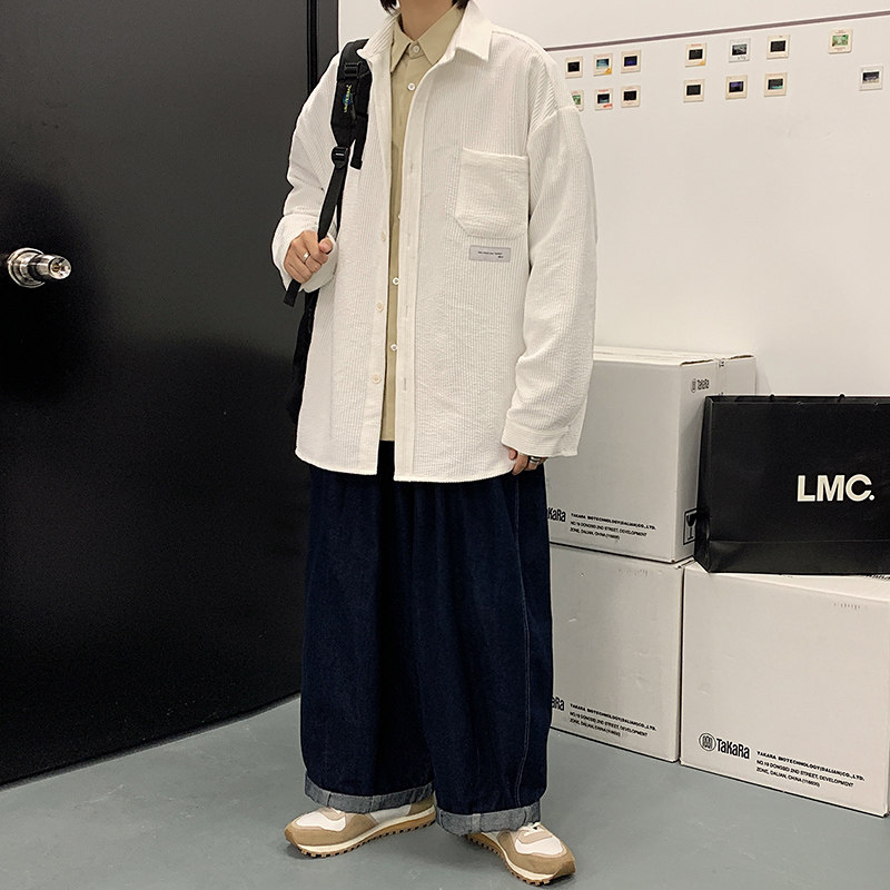 品质大货秋季潮灯芯绒衬衫宽松男衬衣弹力外套港风DX33P50控68,男装衬衫,电商B413-1