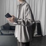 2025新款条纹衬衫男士长袖韩版修身潮牌休闲衬衣男外套CS603P45，男装衬衫，电商B413-1
