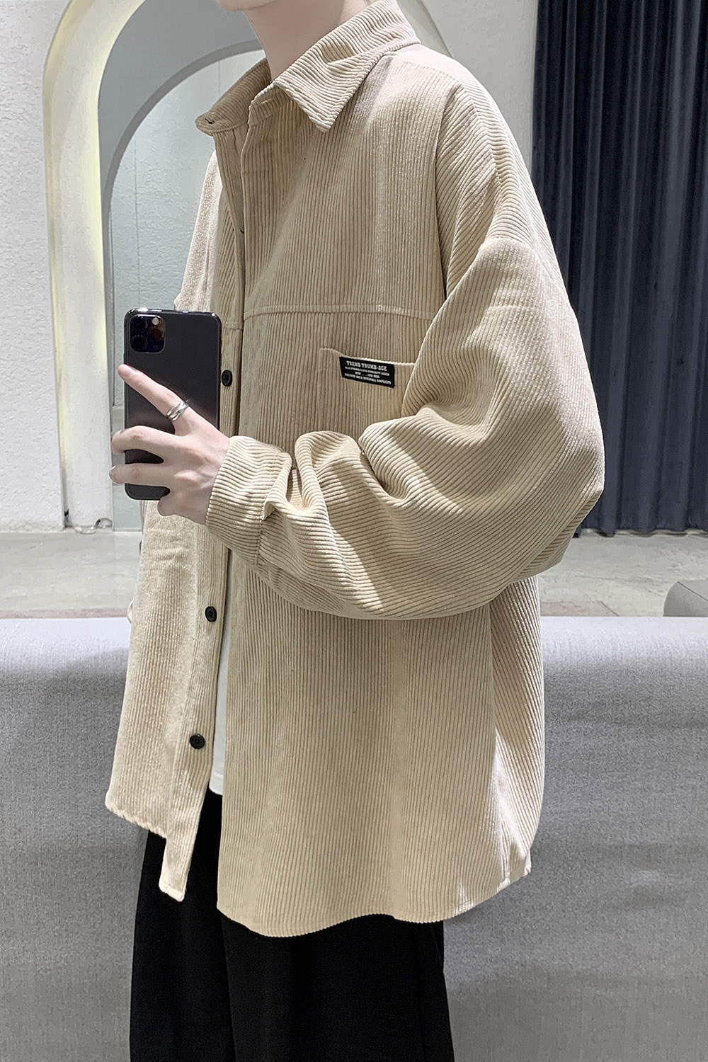 冬季衬衫男长袖宽松韩版加绒加厚大码灯芯绒衬衣DX115p5579,男装衬衫,电商B413-1