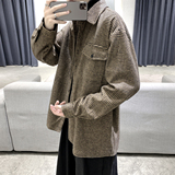 大码衬衫男士秋装韩版潮流加绒加厚衬衣休闲外套DX35P60加绒P70，男装衬衫，电商B413-1