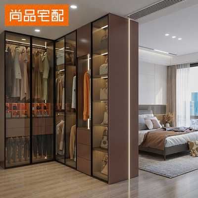 尚品宅配新品现代全屋定制衣柜走入式隔断衣帽间主卧室家具定做