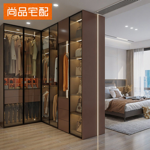 尚品宅配新品现代全屋定制衣柜走入式隔断衣帽间主卧室家具定做
