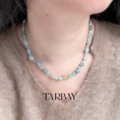 TARBAY 小众14K金Diana不规则海蓝宝石优雅幸福永恒力量串珠项链