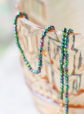 巴黎LITCHI正品代购Josephine彩色锆石水晶多切面闪串珠项链叠戴