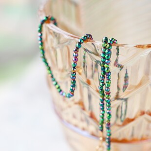 巴黎LITCHI正品代购Josephine彩色锆石水晶多切面闪串珠项链叠戴