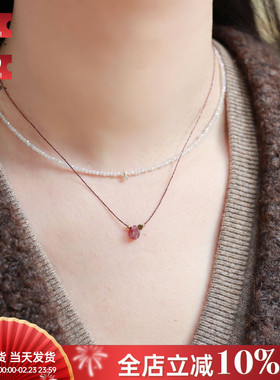 法国小众by garance正品代购ISIS多色碧玺水滴小珠珠丝线彩绳项链