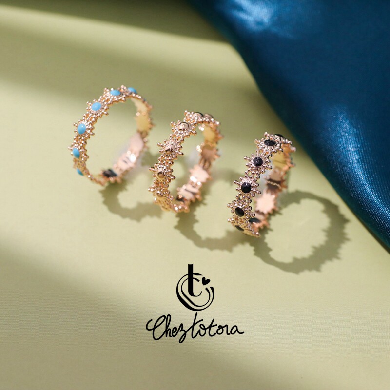 Chez Totora法国正品小雏菊花环阳光彩色珐琅田园小清新精致戒指