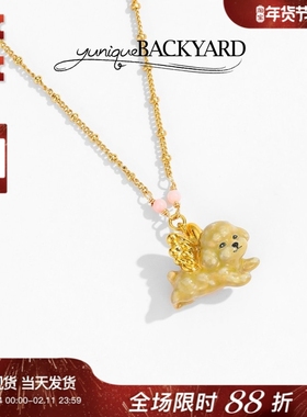 小众设计师yuniqueBACKYARD萌宠小天使翅膀比熊贵宾狗泰迪项链