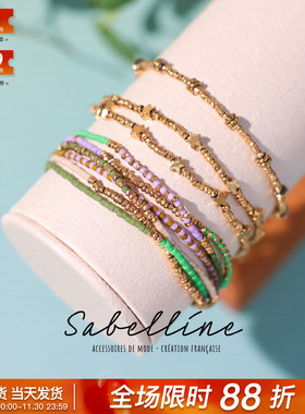 里昂sabelline小众串珠天然石手工彩色甜美时尚百搭通勤项链手链