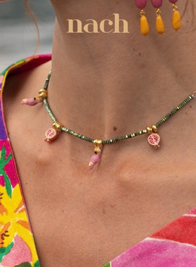 【官方授权】NACH娜趣法国24春夏鹦鹉贝壳石榴蒲公英赤铁矿珠项链