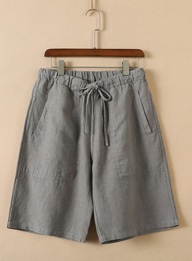 楠麻中国风全麻短裤男夏季新品薄款透气中式苎麻大码休闲裤灵犀