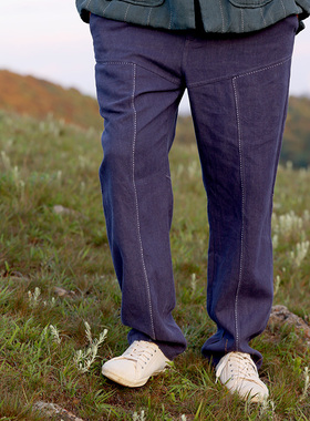 楠麻中国风苎麻休闲裤男春款直筒宽松男士全麻裤子中式长裤瑞腾