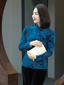 女装 针织日常花朵民国改良复古中式 扎染薄款 龙妙旗袍上衣春秋
