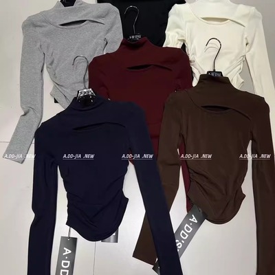 纯欲显瘦镂空设计感长袖T恤打底