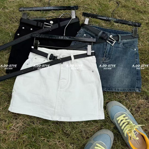 辣妹短裙复工水洗蓝色牛仔裙短裙