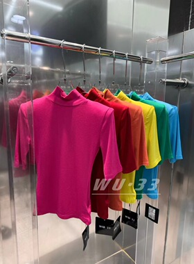 2026早春新款韩版修身显瘦半高领设计感短袖T恤wu.33内搭打底衫女