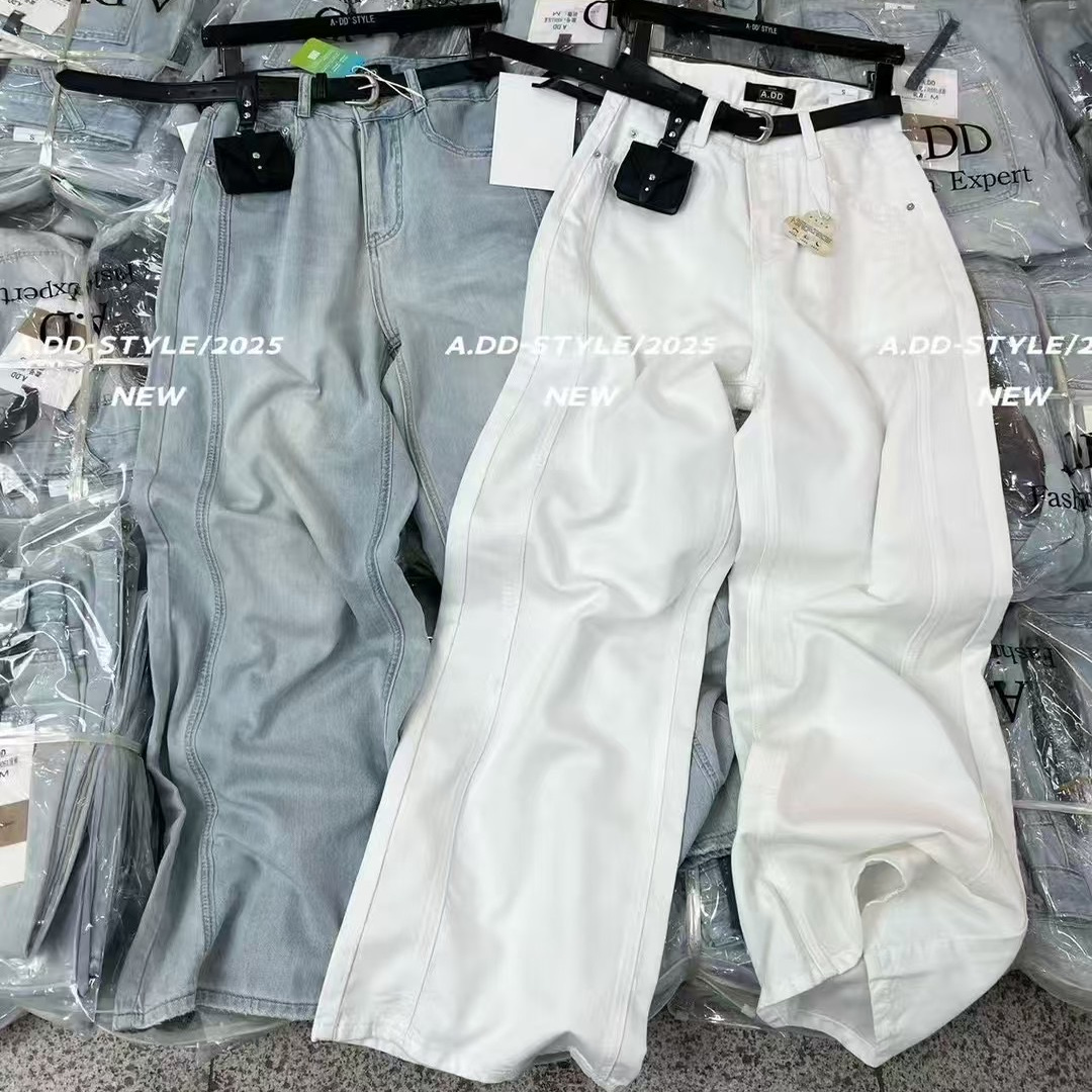 ADD牛仔阔腿裤2025夏季新款洋气百搭高腰显瘦设计感休闲裤长裤女
