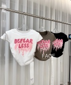 2024夏季 T恤性感露背设计感辣妹上衣女 复古字母印花短袖 新款 美式