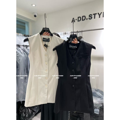 气质显瘦单排扣设计感v领西装裙