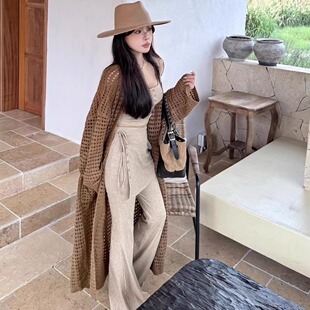 镂空针织衫 外套 2025百搭宽松显瘦慵懒风设计感中长款 ALA早秋新款