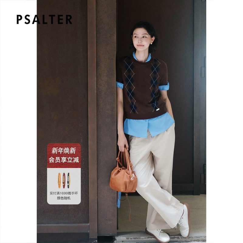 PSALTER诗篇可拆卸三角巾学院气质短袖衬衫女2025秋季新款