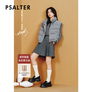 PSALTER诗篇羊毛格雷系学院百褶半身裙冬款 周雨彤同款