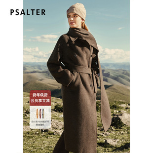 新款 PSALTER诗篇可脱卸围巾领长款 双面呢大衣毛呢外套2025冬季