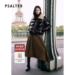 新款 PSALTER诗篇摩登休闲短款 可拆毛领亮面羽绒服女2025冬季