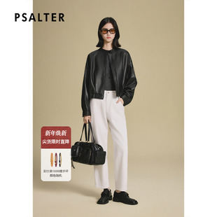 诗篇专选复古翻领松紧腰机车单皮夹克女2025秋季 新款