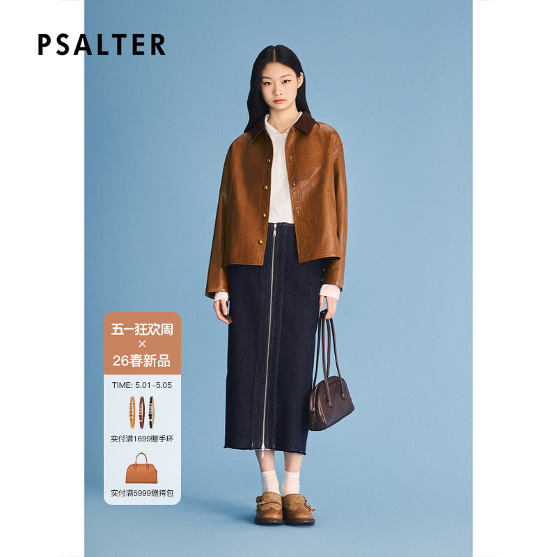 PSALTER诗篇老钱风灯芯绒翻领皮衣短外套夹克女2026春季新