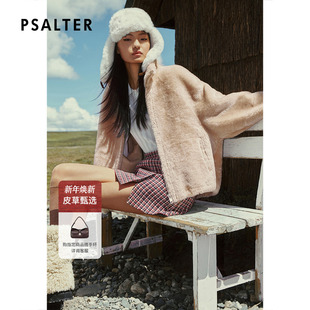 新款 PSALTER诗篇立领宽松皮毛一体短款 皮草外套2025冬季