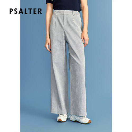 PSALTER诗篇通勤海盐条纹显瘦直筒休闲女裤2026秋季新款