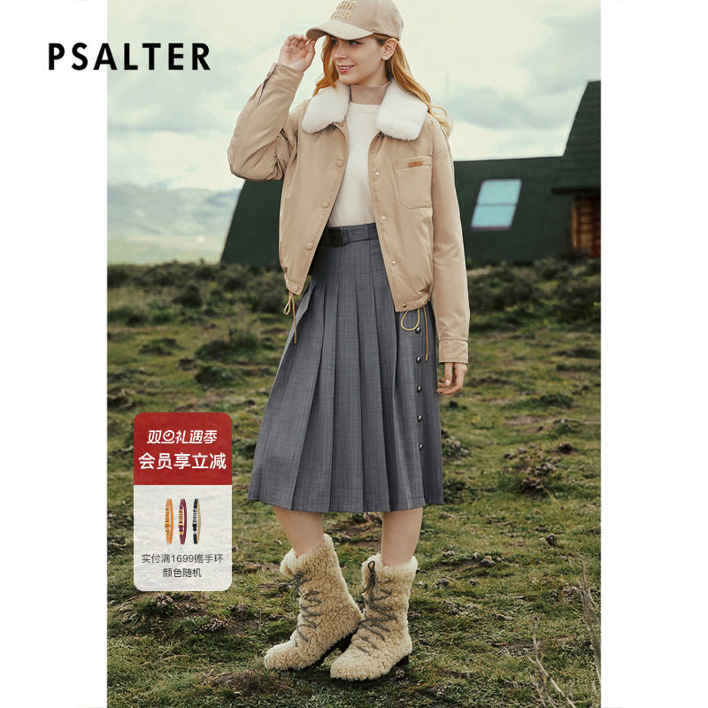 PSALTER诗篇学院风短款水貂毛领鹅绒羽绒服2025冬季新款
