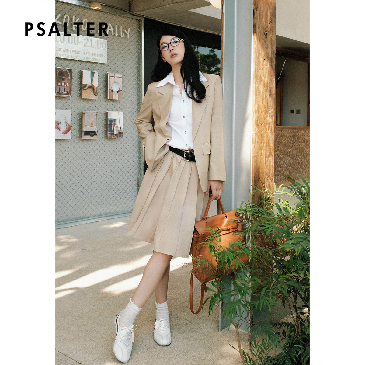PSALTER诗篇学院风百褶文艺抽绳a字显瘦半身裙2025春新款