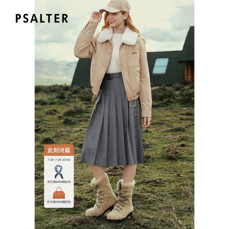PSALTER诗篇学院风短款水貂毛领鹅绒羽绒服2025冬款