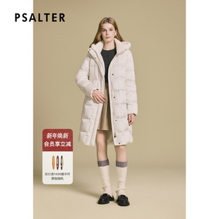 PSALTER诗篇盐缩缎面光泽几何菱格压胶充绒长羽绒服2025冬季 新款