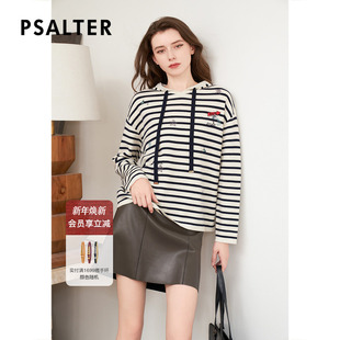 冬款 诗篇专选刺绣条纹学院风运动连帽毛针织衫 羊毛混纺