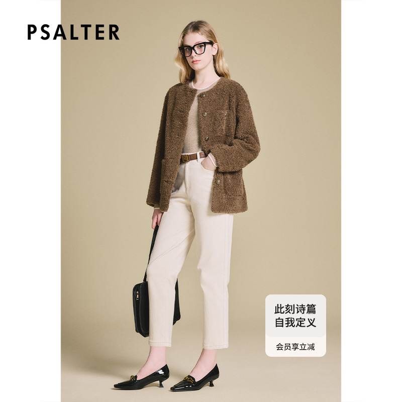 诗篇专选羊毛颗粒绒简约圆领减龄学院风羊羔毛外套冬款