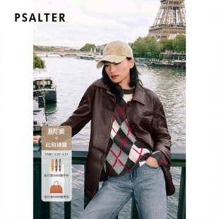 诗篇专选时尚 小翻领一衣两穿油蜡风皮棉衣2025冬款