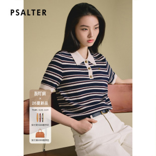 POLO领薄款 新款 短款 女T恤2026夏季 修身 诗篇专选条纹翻领短袖