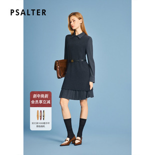 新款 诗篇专选真两件气质圆领毛织背心百褶下摆衬衫 连衣裙2026春季