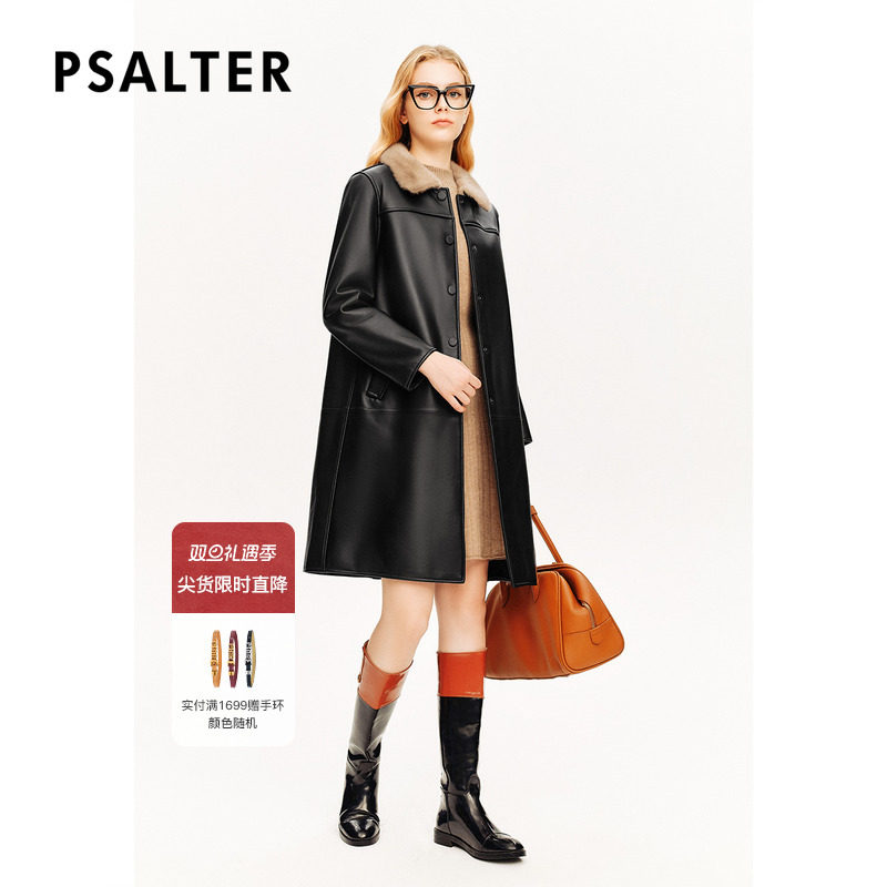 诗篇专选进口银兰水貂毛羊皮大衣皮衣冬