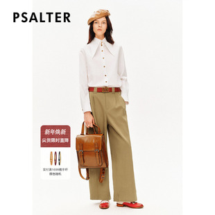 休闲裤 PSALTER诗篇复古高腰阔腿直筒老爹裤 秋 智性学院风