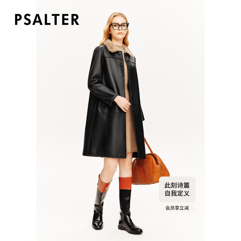 诗篇专选进口银兰水貂毛羊皮大衣皮衣冬