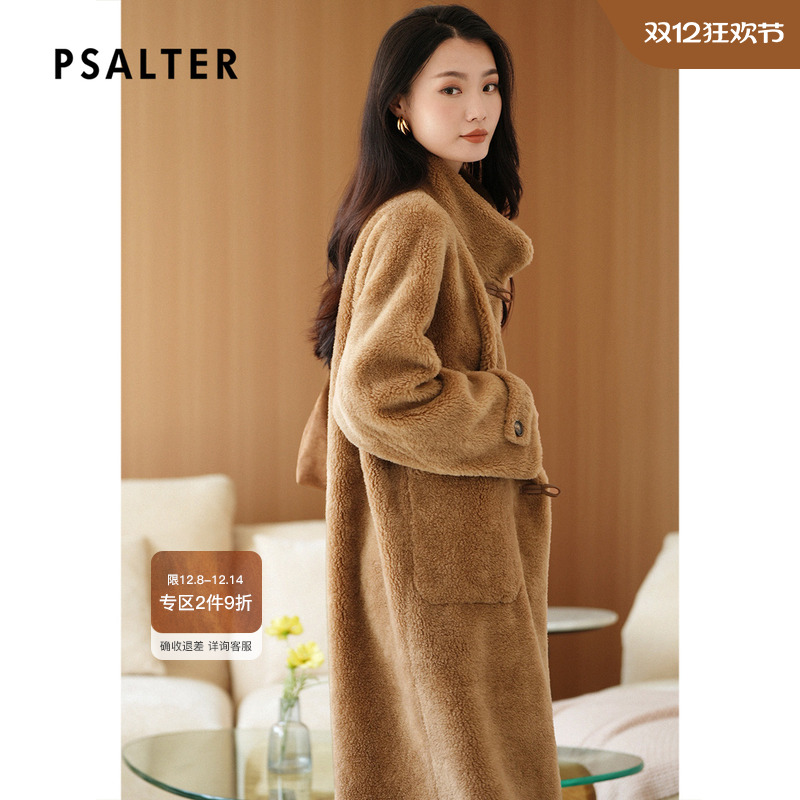 诗篇专选羊毛颗粒绒立领复古学院风羊羔毛毛绒泰迪毛大衣冬