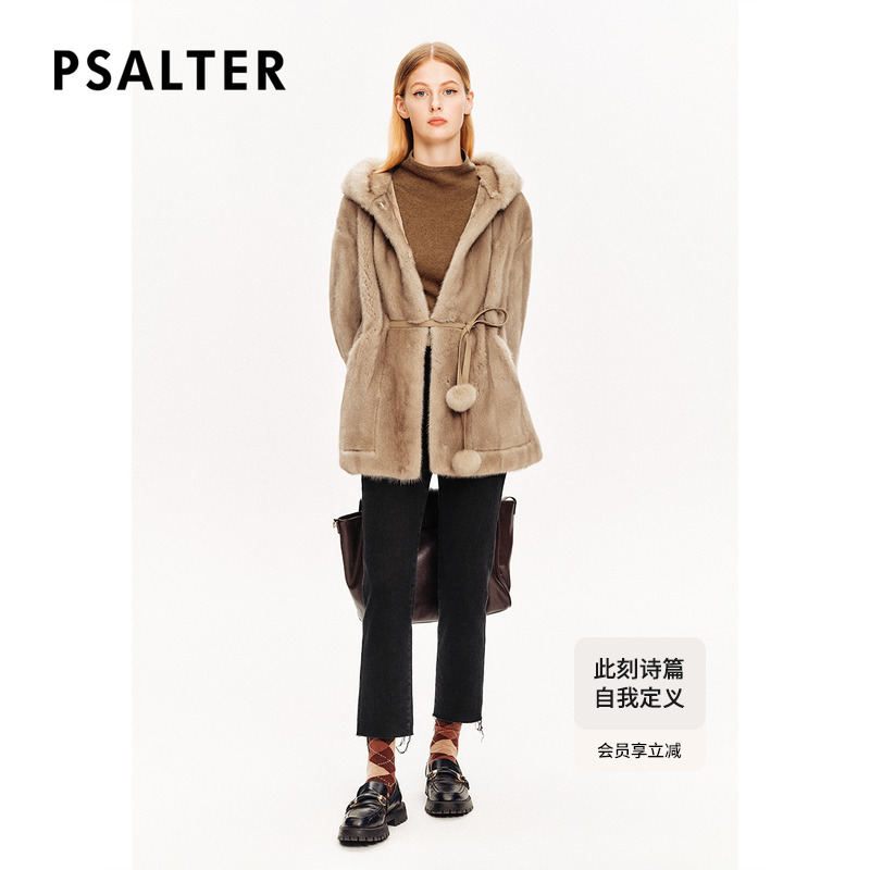 【整貂】PSALTER诗篇剪绒高低毛系带水貂毛外套皮草冬款
